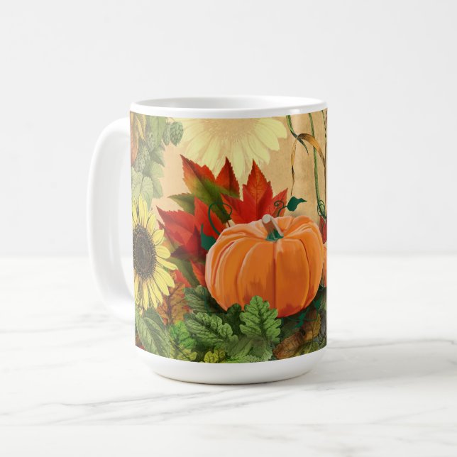 Taza De Café Calabaza otoño otoño girasol (Anverso izquierdo)
