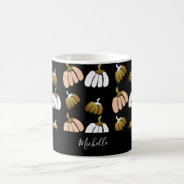 Taza De Café Calabaza Personalizada en Negro, Rubor, Blanco, Do