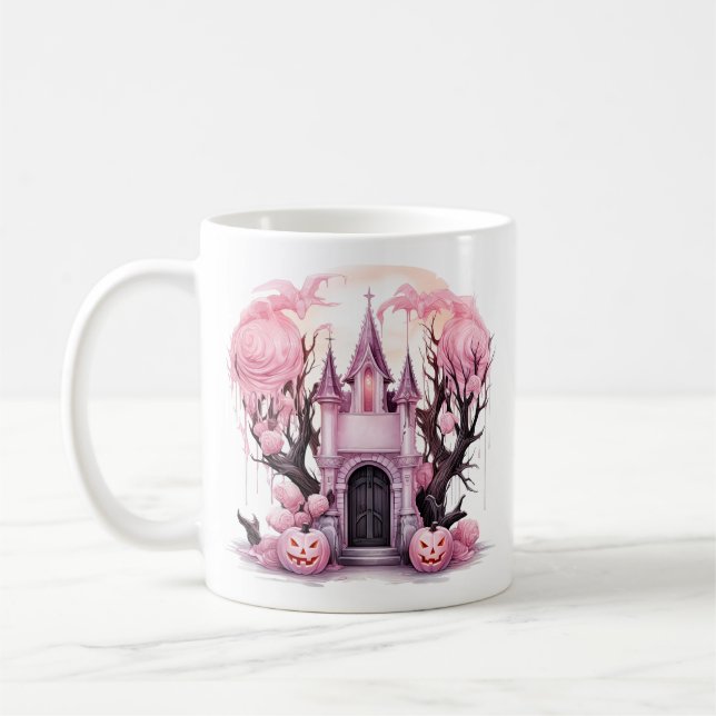 Taza De Café Calabaza rosa Floral Halloween (Izquierda)