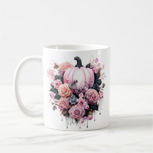 Taza De Café Calabaza rosa Floral Halloween