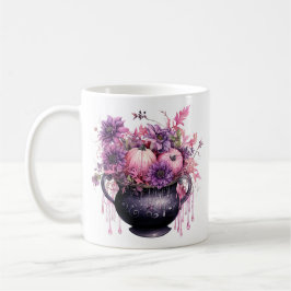 Taza De Café Calabaza rosa Floral Halloween