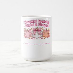 Taza De Café Calabaza Rosa Pastel Agradecida Agradecida Bendita