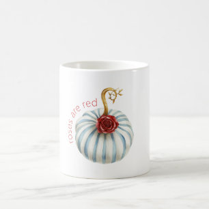 Taza De Café Calabaza Rosa Roja Rayas Blanco Azul Dorado