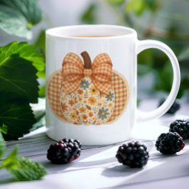 Taza De Café Calabaza Rustica Floral Gingham Autumn