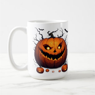 Taza De Café Calabaza siniestra de Jack O Lantern Noche de Hall