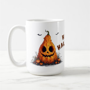 Taza De Café Calabaza sonriente con expresión fantasmal