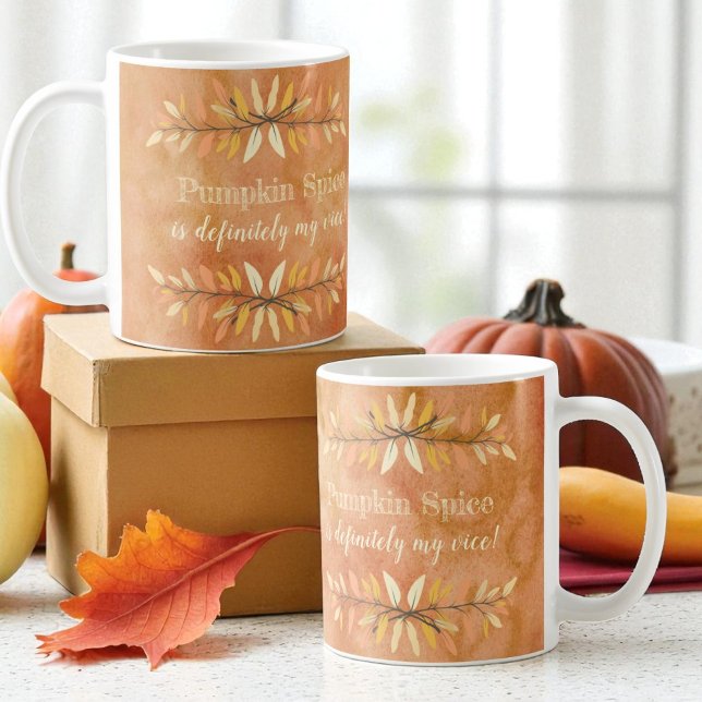 Taza De Café Calabaza Spice Seasonal Vice Otoño Fronteras de ho (Ceramic mug design viewed on both sides of the handle)