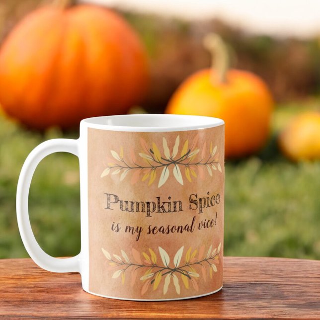 Taza De Café Calabaza Spice Seasonal Vice Otoño Fronteras de ho (Template mug with same text on both sides of handle. )