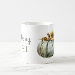 Taza De Café Calabaza Verde Girasoles Amarillos