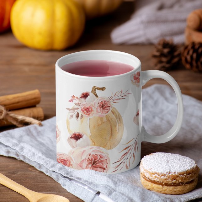Taza De Café Calabaza y flores acuáticas de moda | Otoño otoño (Subido por el creador)