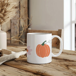 Taza De Café calabaza y flores en otoño