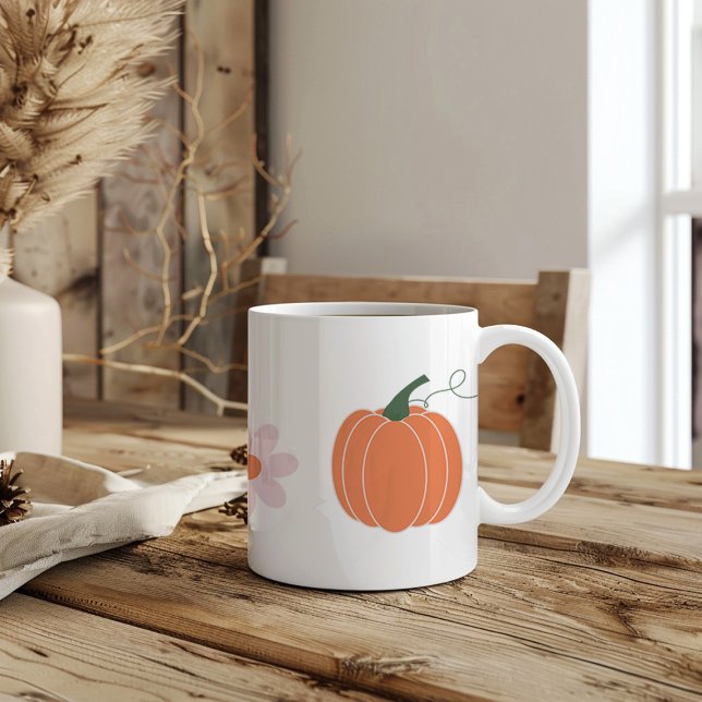 Taza De Café calabaza y flores en otoño (Subido por el creador)
