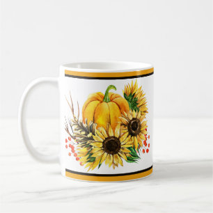 Taza De Café Calabaza y girasoles otoño