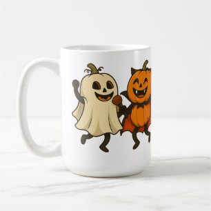 Taza De Café Calabazas bailando con disfraces de Halloween - Gr