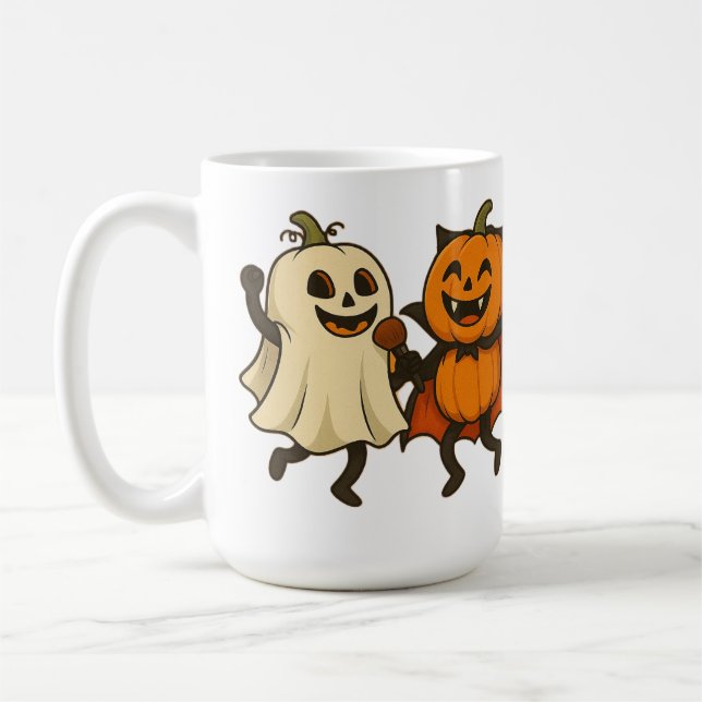 Taza De Café Calabazas bailando con disfraces de Halloween - Gr (Izquierda)