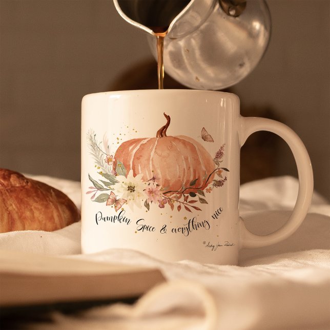 Taza De Café Calabazas Caídas Spice Autumt Sale Mariposa Floral (Subido por el creador)
