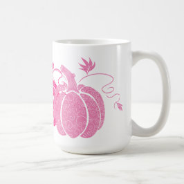 Taza De Café Calabazas de filigrana rosadas y blancas en otoño