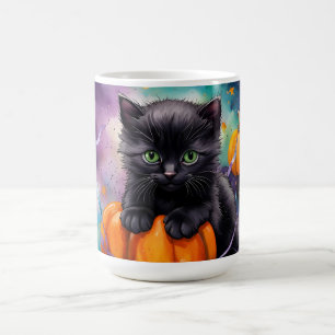 Taza De Café Calabazas de gatito negro y cinta de opciones