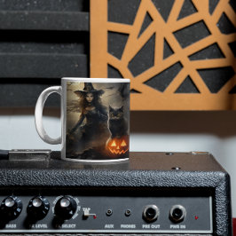 Taza De Café Calabazas de Halloween aterradoras, gatos negros y