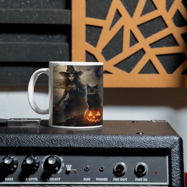 Taza De Café Calabazas de Halloween aterradoras, gatos negros y (Scary Halloween Characters version 59 Mug
)