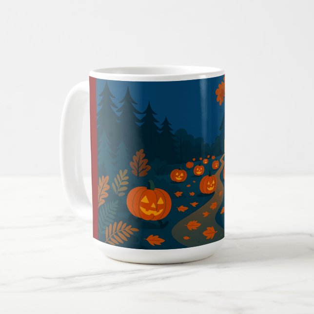 Taza De Café calabazas de Halloween cazando en las calles (Anverso izquierdo)