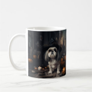 Taza De Café Calabazas de Halloween de Shih Tzu aterradoras