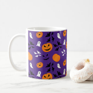 Taza De Café Calabazas de Halloween fantasmas murciélagos diver