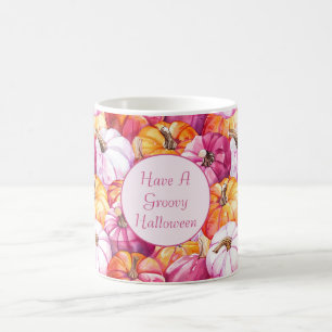 Taza De Café Calabazas de Halloween naranjas con rubor rosa Gro