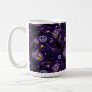TAZA DE CAFÉ CALABAZAS DE HALLOWEEN PURPURA SOMBREROS DE BRUJAS