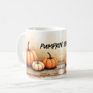 Taza De Café Calabazas de Otoño en Mesa de Madera