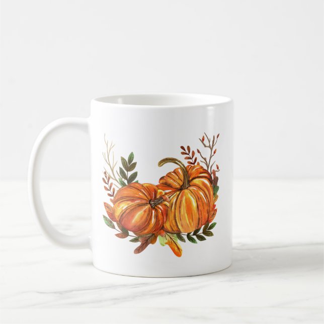 Taza De Café Calabazas de Otoño Hojas (Izquierda)
