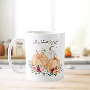 Taza De Café Calabazas de Otoño y Flores Boho