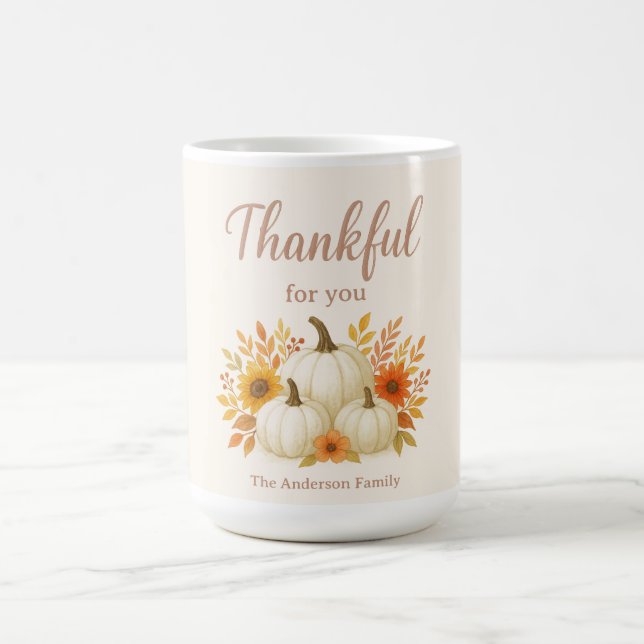 Taza De Café Calabazas de otoño y girasoles | Elegante Día de A (Centro)