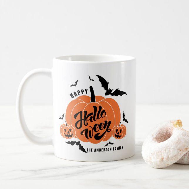 Taza De Café Calabazas espeluznantes felices Halloween (Con donut)