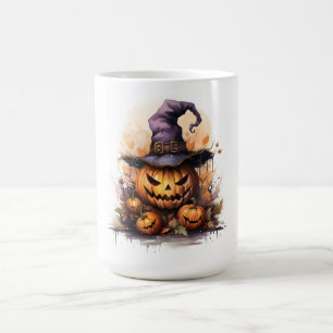 Taza De Café Calabazas espeluznantes que llevan un sombrero de 