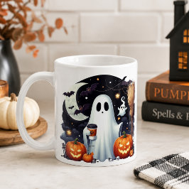 Taza De Café Calabazas fantasmales de Halloween espeluznantes