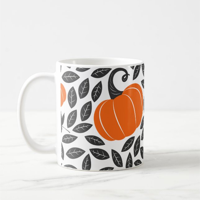 Taza De Café Calabazas, hojas: lindo patrón otoño. (Izquierda)
