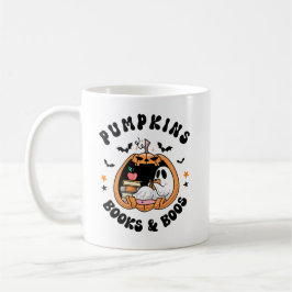 Taza De Café Calabazas Libros y Boos Cuidados Fantasma Leyendo