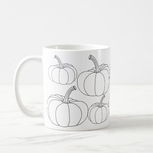 Taza De Café Calabazas modernas de Halloween en blanco y negro (Izquierda)