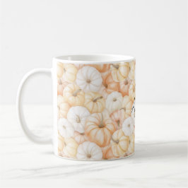 Taza De Café Calabazas naranjas blancas crema de melocotón