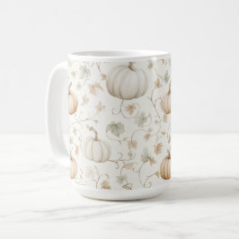 Taza De Café Calabazas Naranjas Blancas Hojas