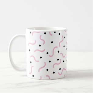Taza De Café Calabazas rosas y patrón de puntos negros Memphis