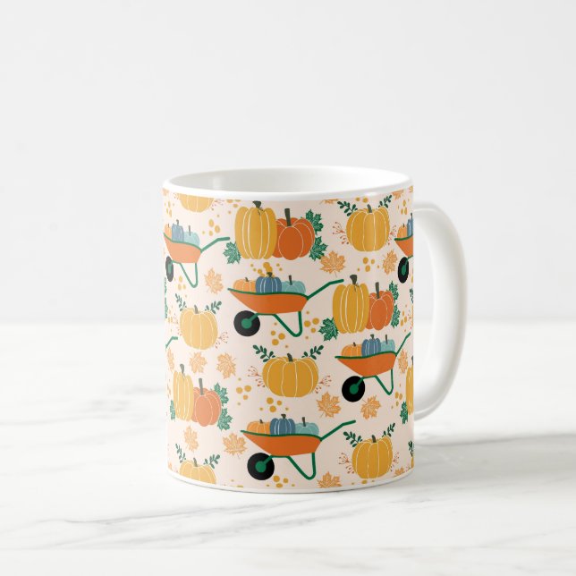 Taza De Café Calabazas rusticas otoñales y encanto de jardín (Anverso derecho)
