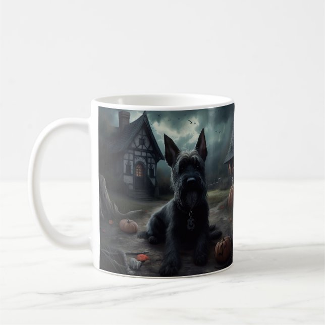 Taza De Café Calabazas Terrier Escocés de Halloween (Izquierda)