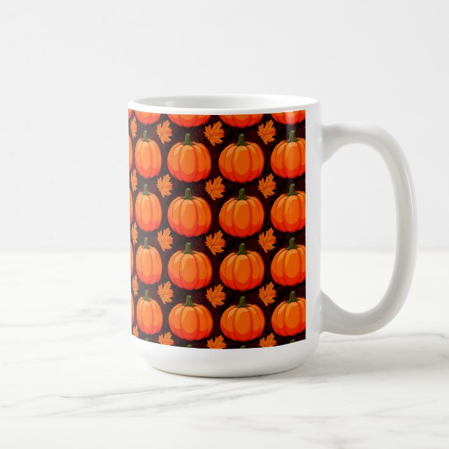 Taza De Café Calabazas y hojas de otoño (Derecha)