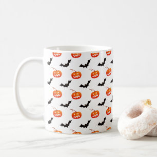Taza De Café Calabazas y murciélagos de Halloween, truco o truc