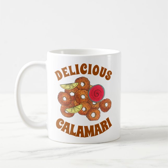 Taza De Café Calamari frito canta comida italiana apetitoso (Izquierda)
