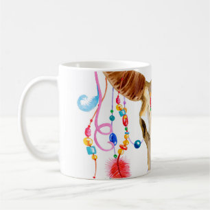 Taza De Café Calavera acuarela aislada: fondo blanco.