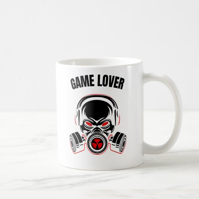 Taza De Café Calavera agresiva en máscara de gas con auriculare (Derecha)