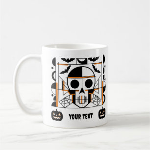 Taza De Café Calavera al estilo de Halloween, murciélagos, tela
